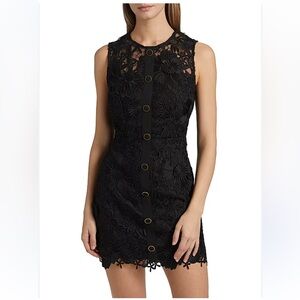 MILLY Floral Lace Sheath Black Mini Dress Womens Size 2 Cocktail Party